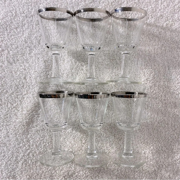 Vintage Silver Rim Footed French Crystal Shot Glasses 7 Cordial Glasses Aperitif - Picture 8 of 14